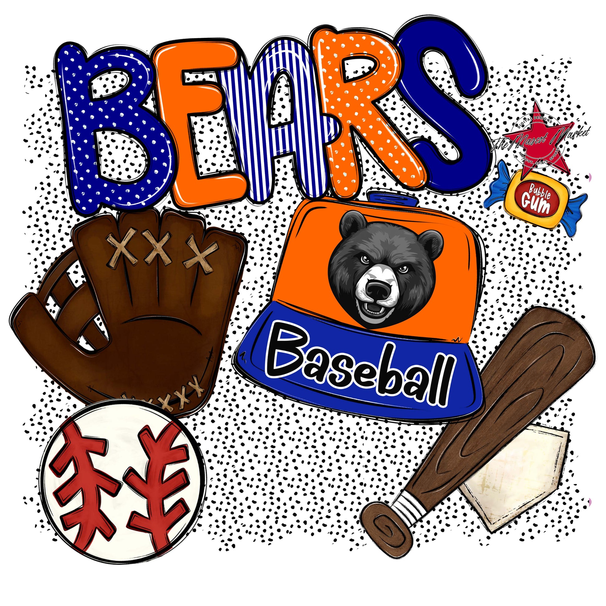 Bears Baseball Spirit-Blue & Orange