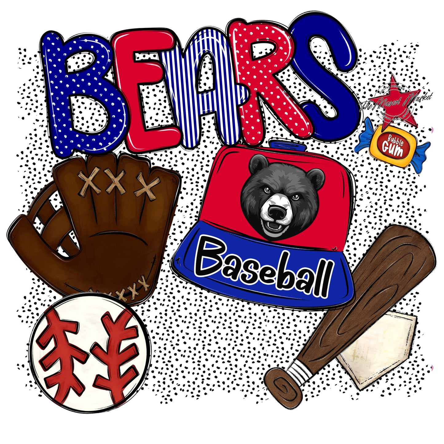Bears Baseball Spirit-Blue & Red