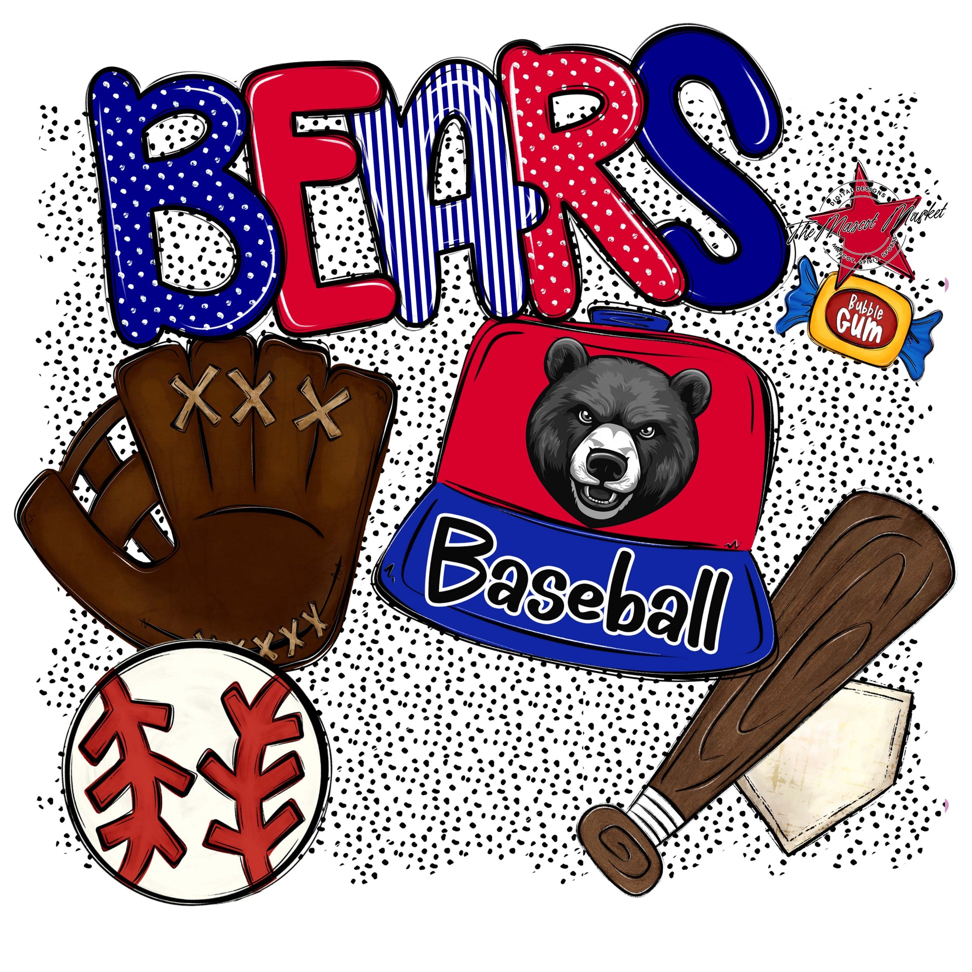 Bears Baseball Spirit-Blue & Red