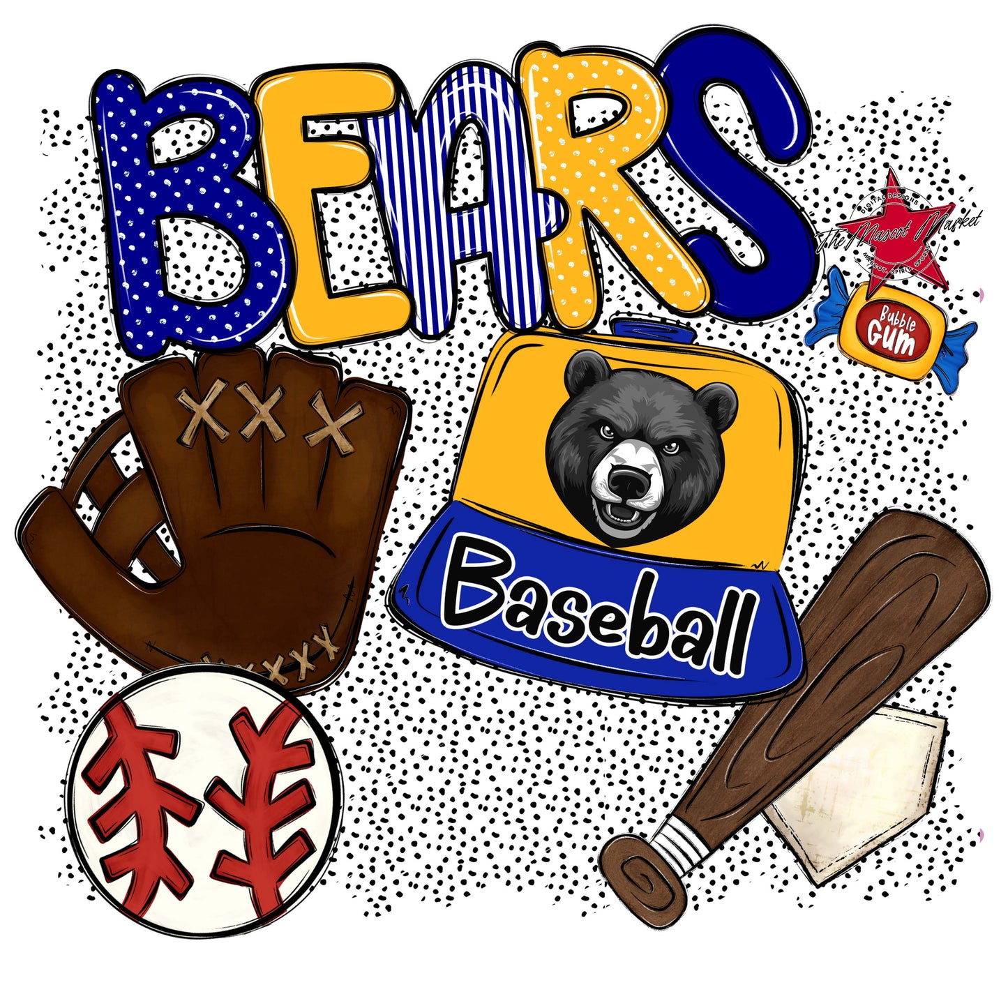 Bears Baseball Spirit-Blue & Yellow