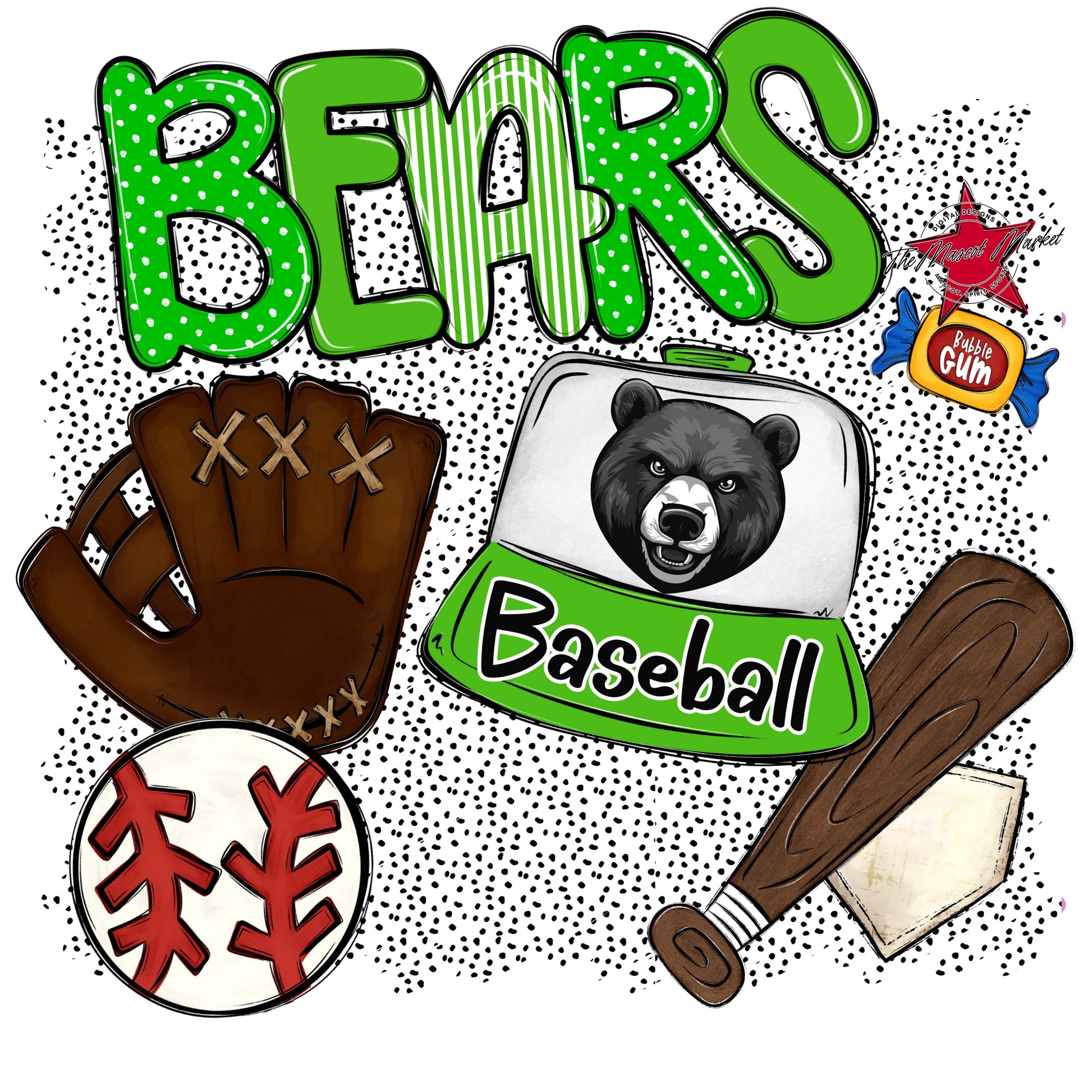 Bears Baseball Spirit-Bright Green