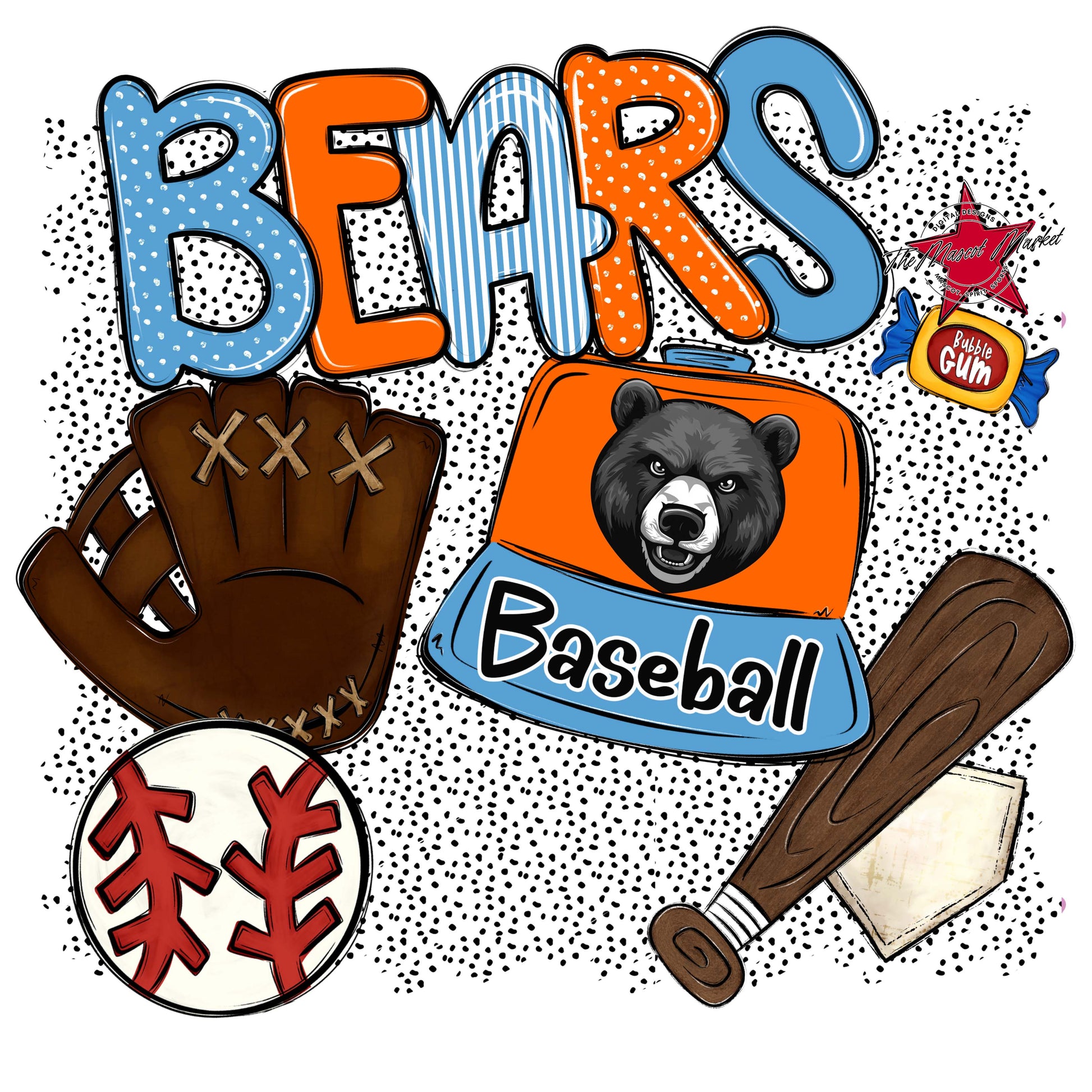 Bears Baseball Spirit-Carolina Blue & Orange