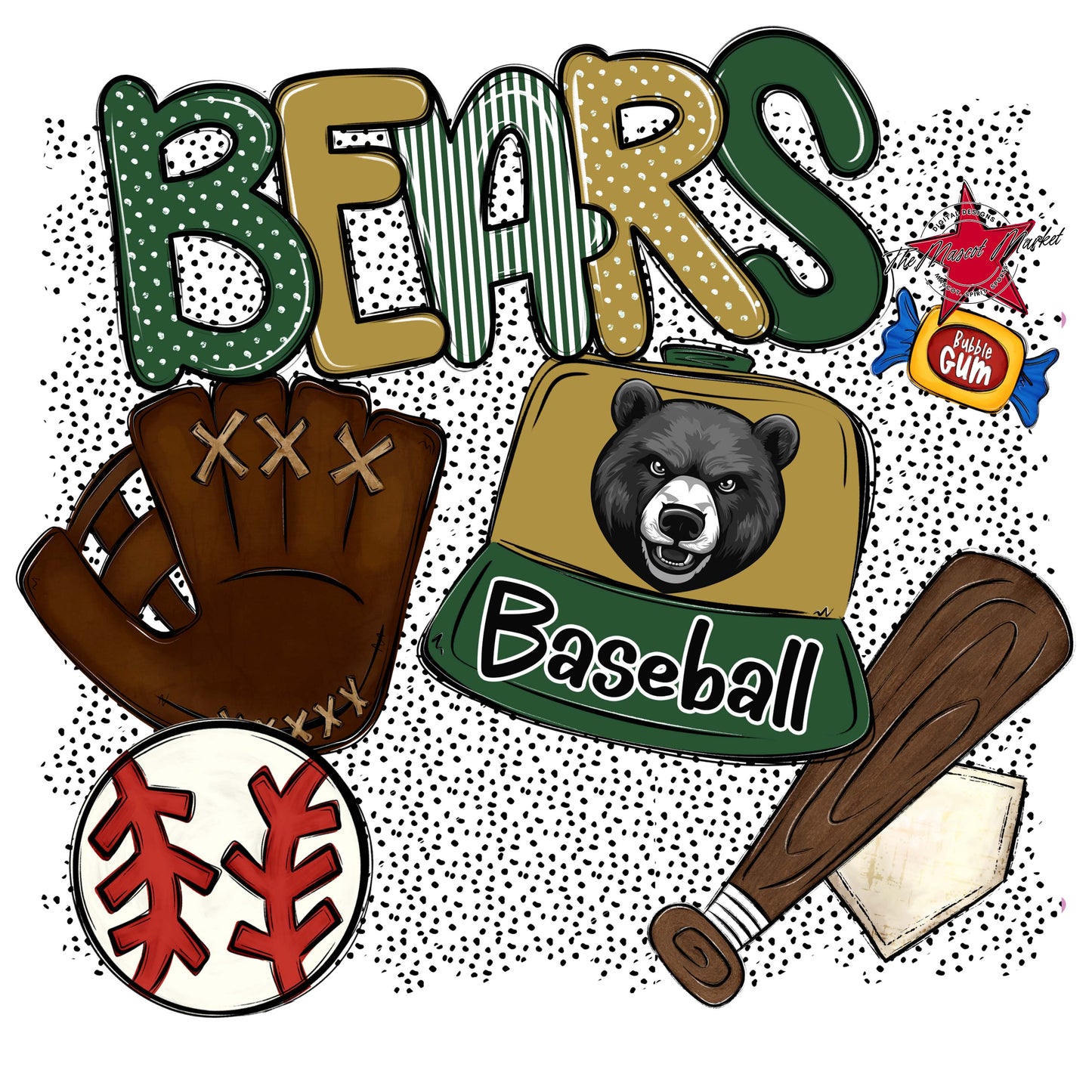 Bears Baseball Spirit-Green & Gold