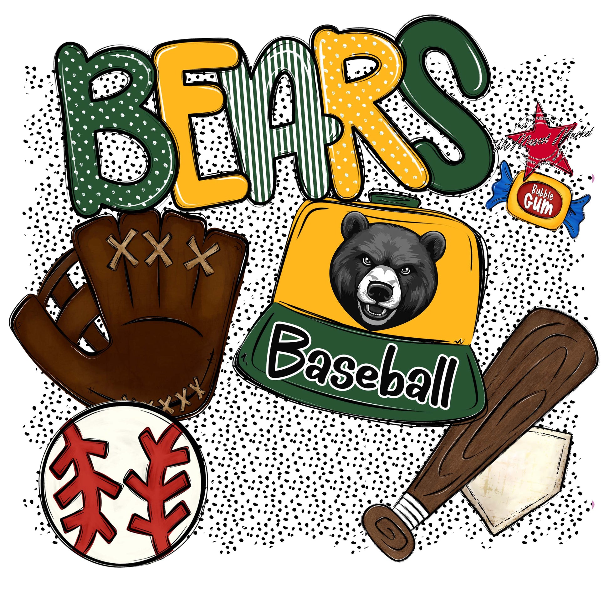 Bears Baseball Spirit-Green & Yellow