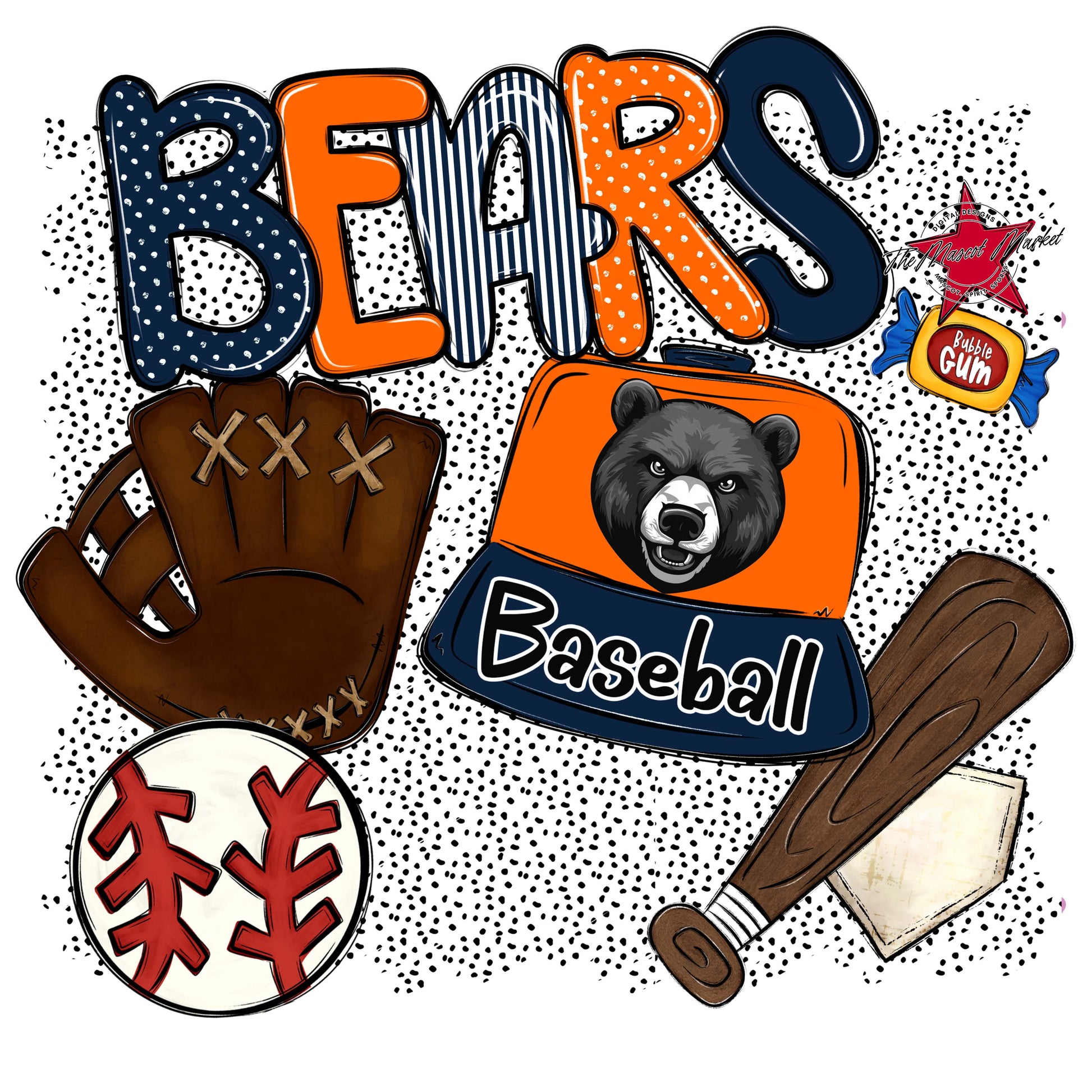 Bears Baseball Spirit-Navy & Orange