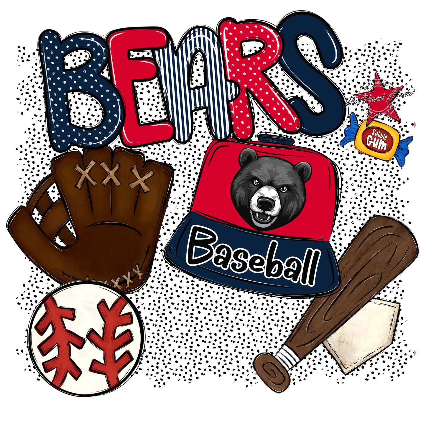 Bears Baseball Spirit-Navy & Red
