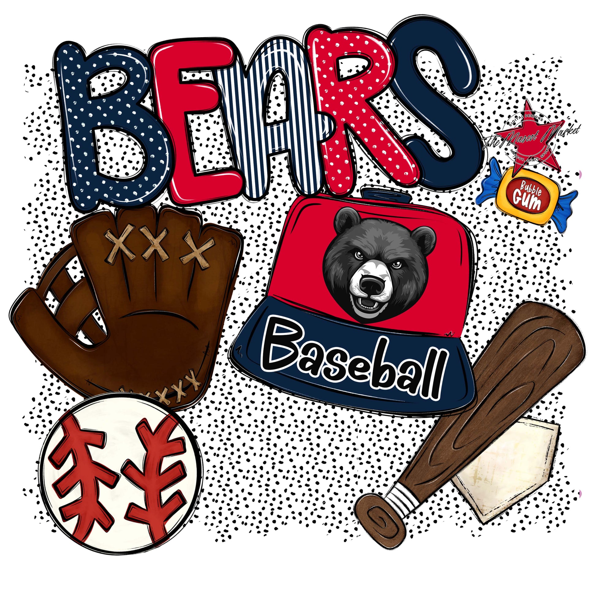 Bears Baseball Spirit-Navy & Red