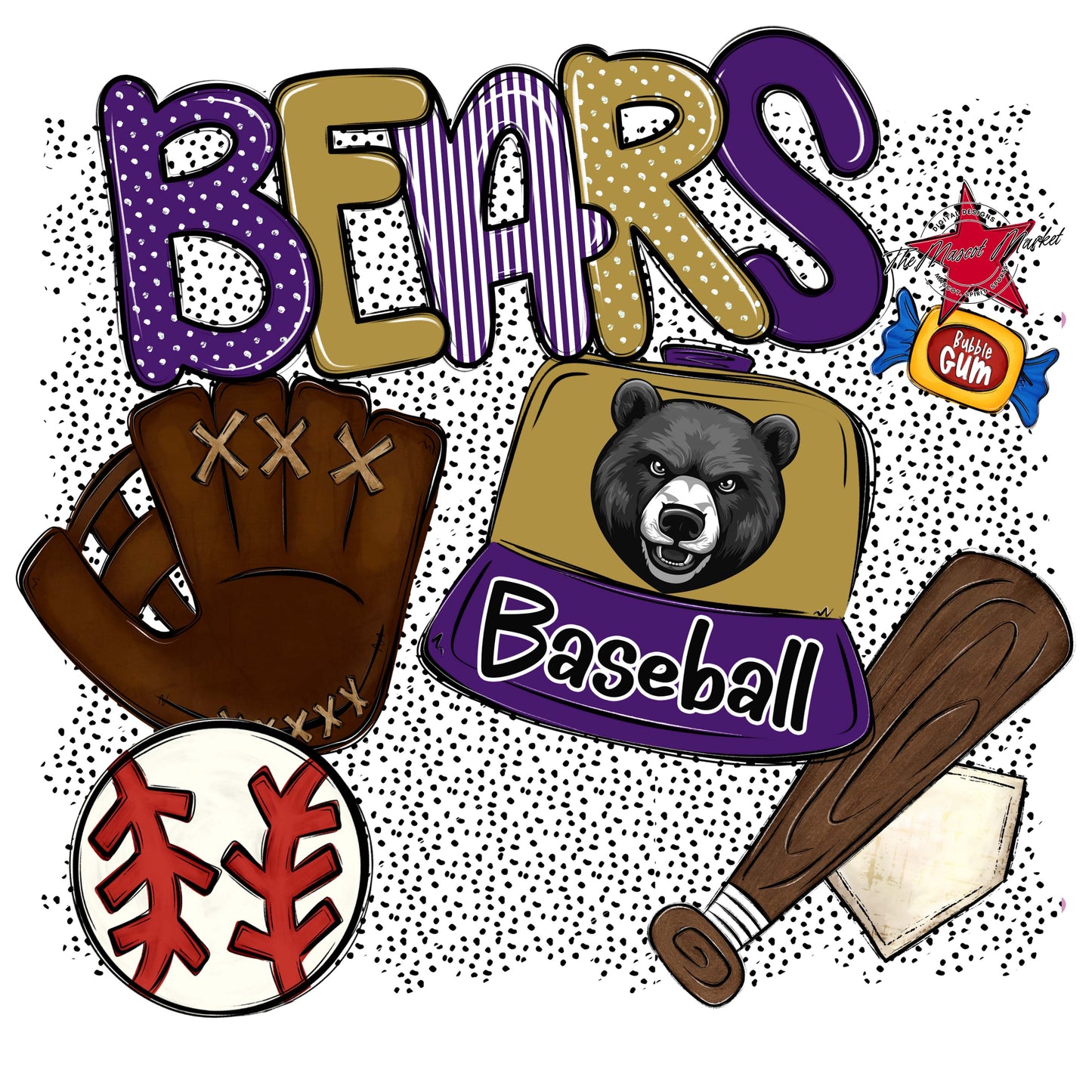 Bears Baseball Spirit-Purple & Gold
