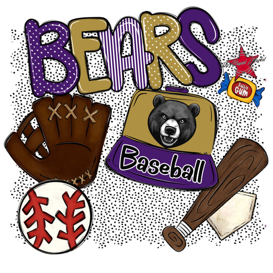 Bears Baseball Spirit-Purple & Gold