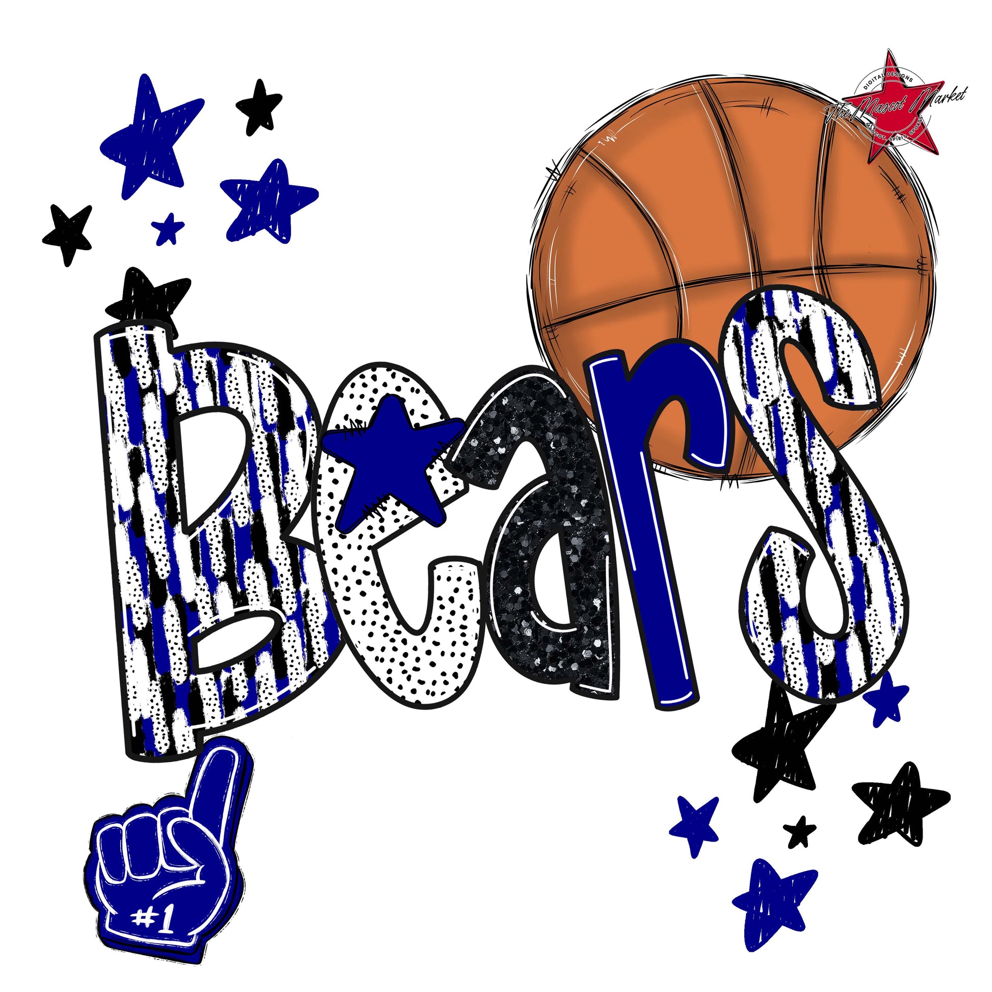 Bears Basketball Scrape-Blue