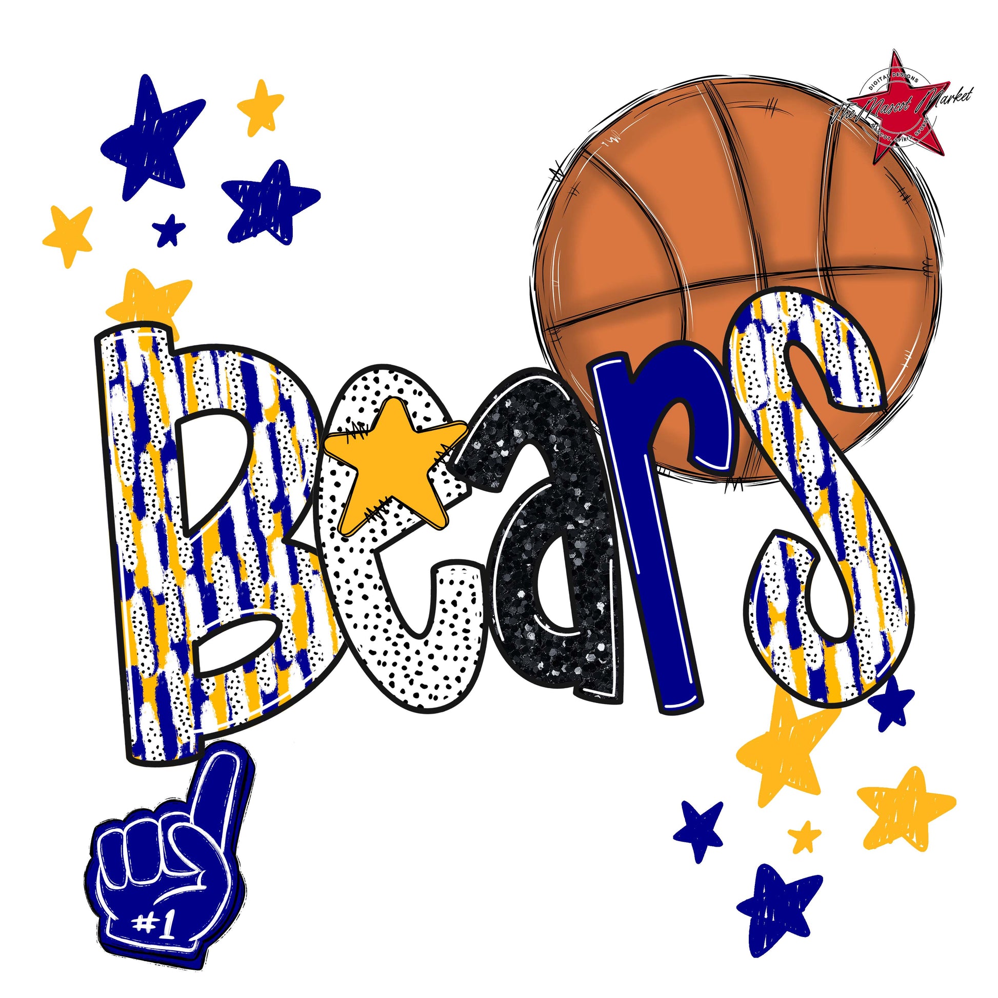 Bears Basketball Scrape-Blue & Yellow
