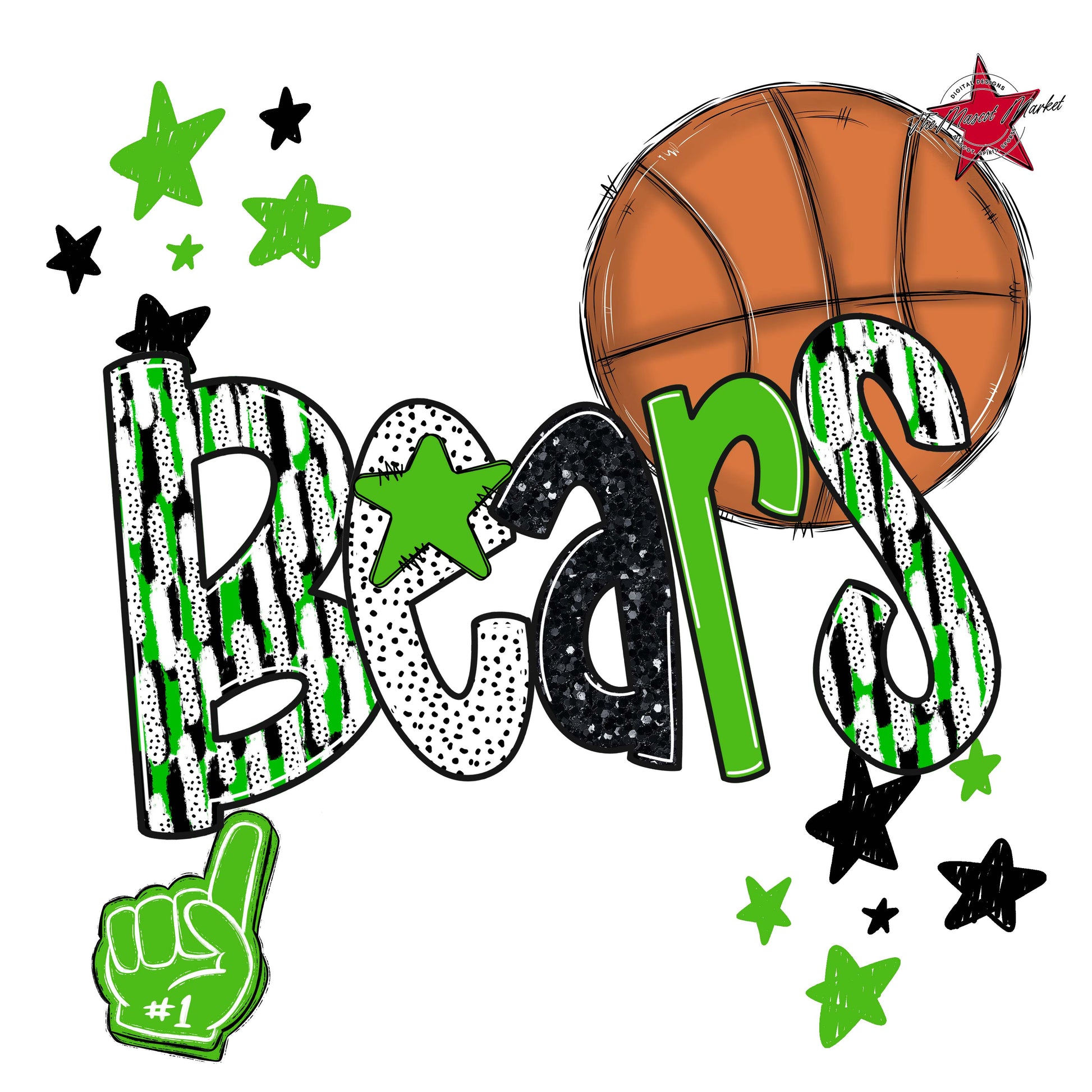 Bears Basketball Scrape-Bright Green