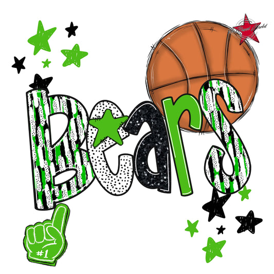 Bears Basketball Scrape-Bright Green