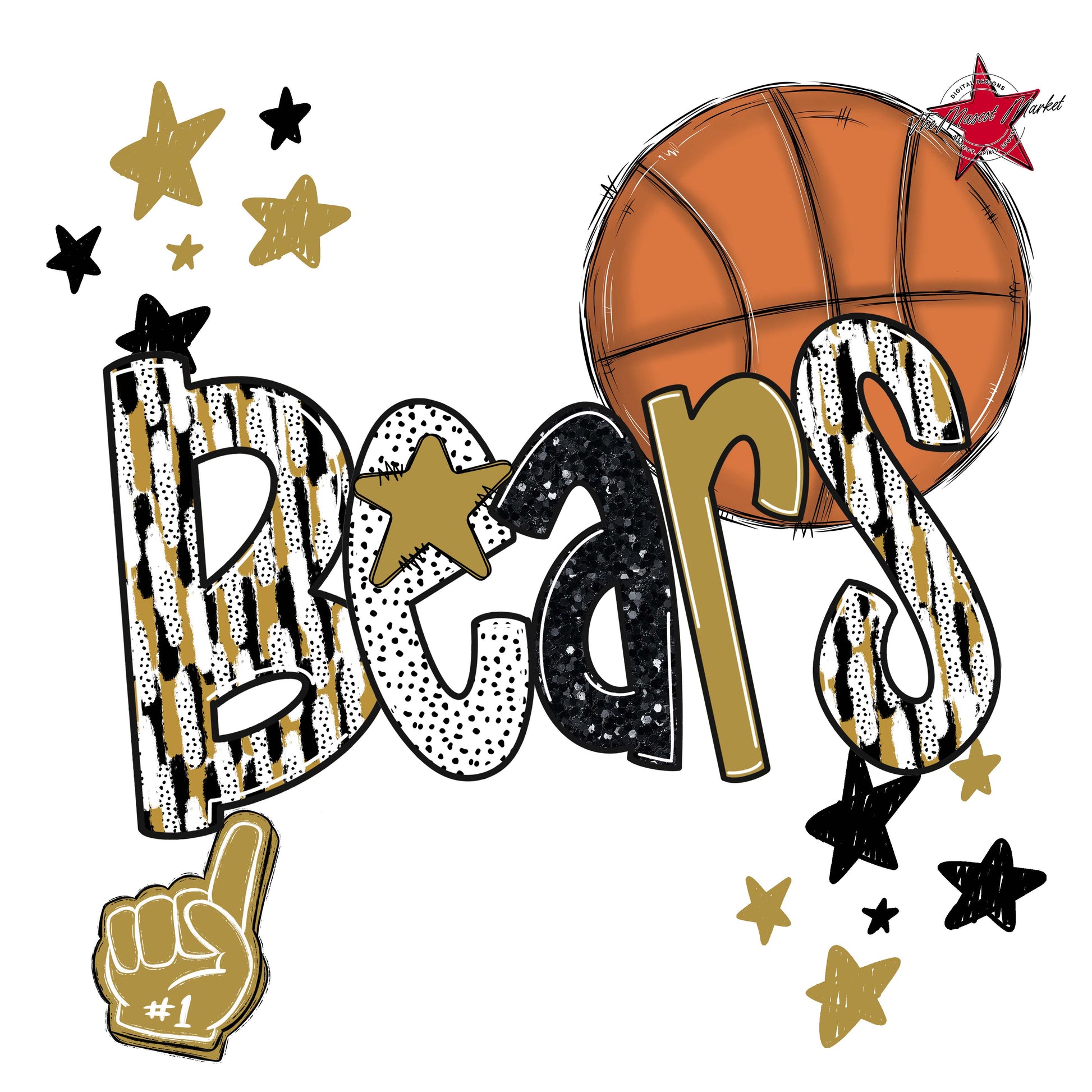 Bears Basketball Scrape-Gold