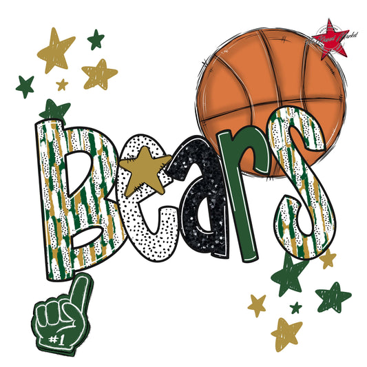 Bears Basketball Scrape-Green & Gold