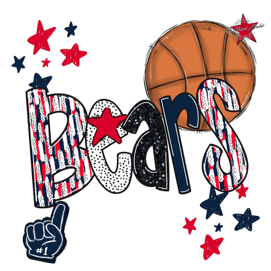 Bears Basketball Scrape-Navy & Red