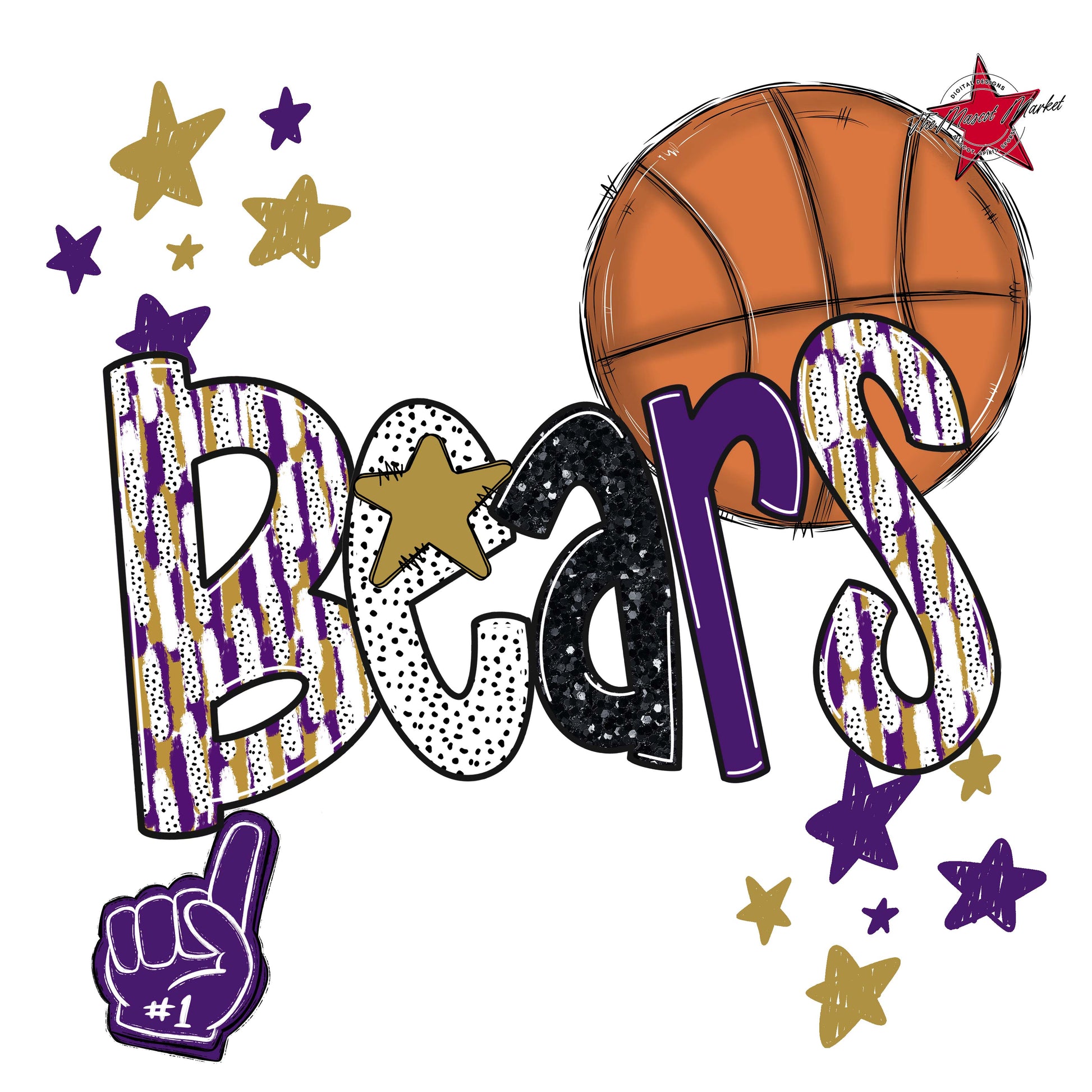 Bears Basketball Scrape-Purple & Gold