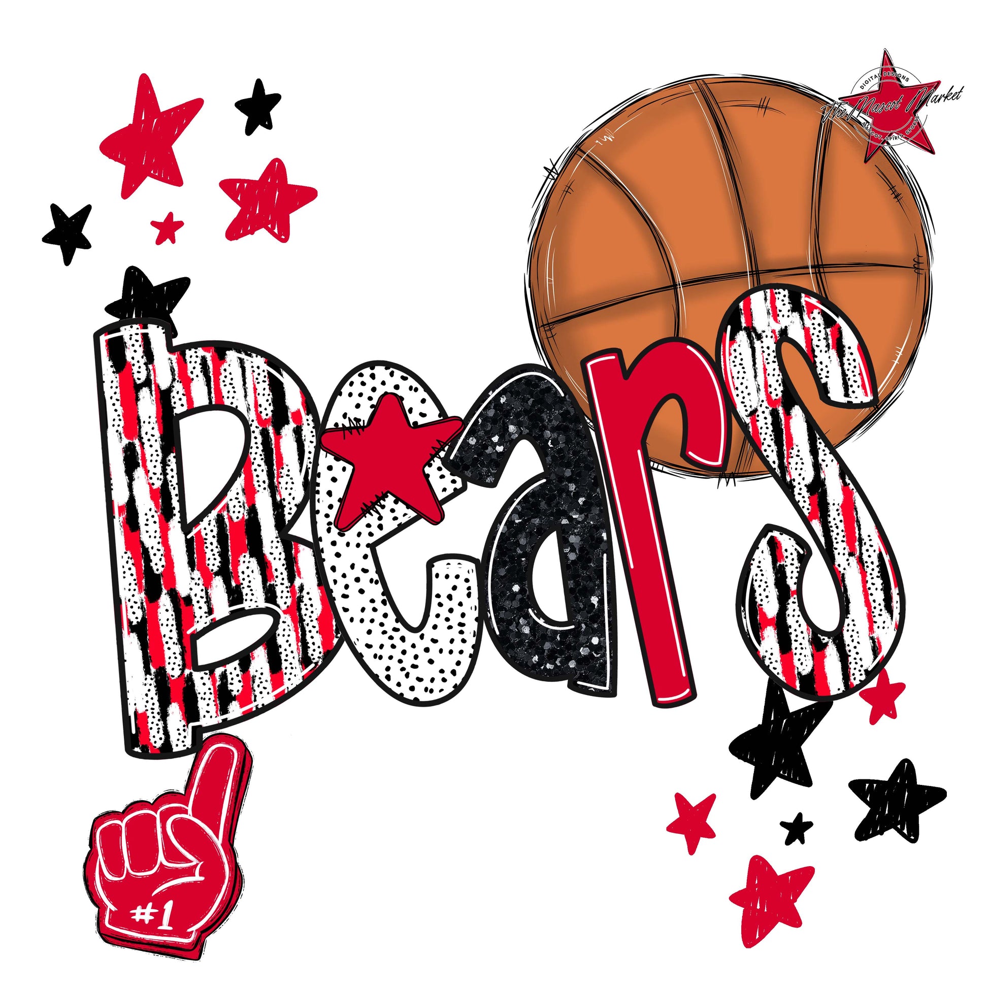 Bears Basketball Scrape-Red