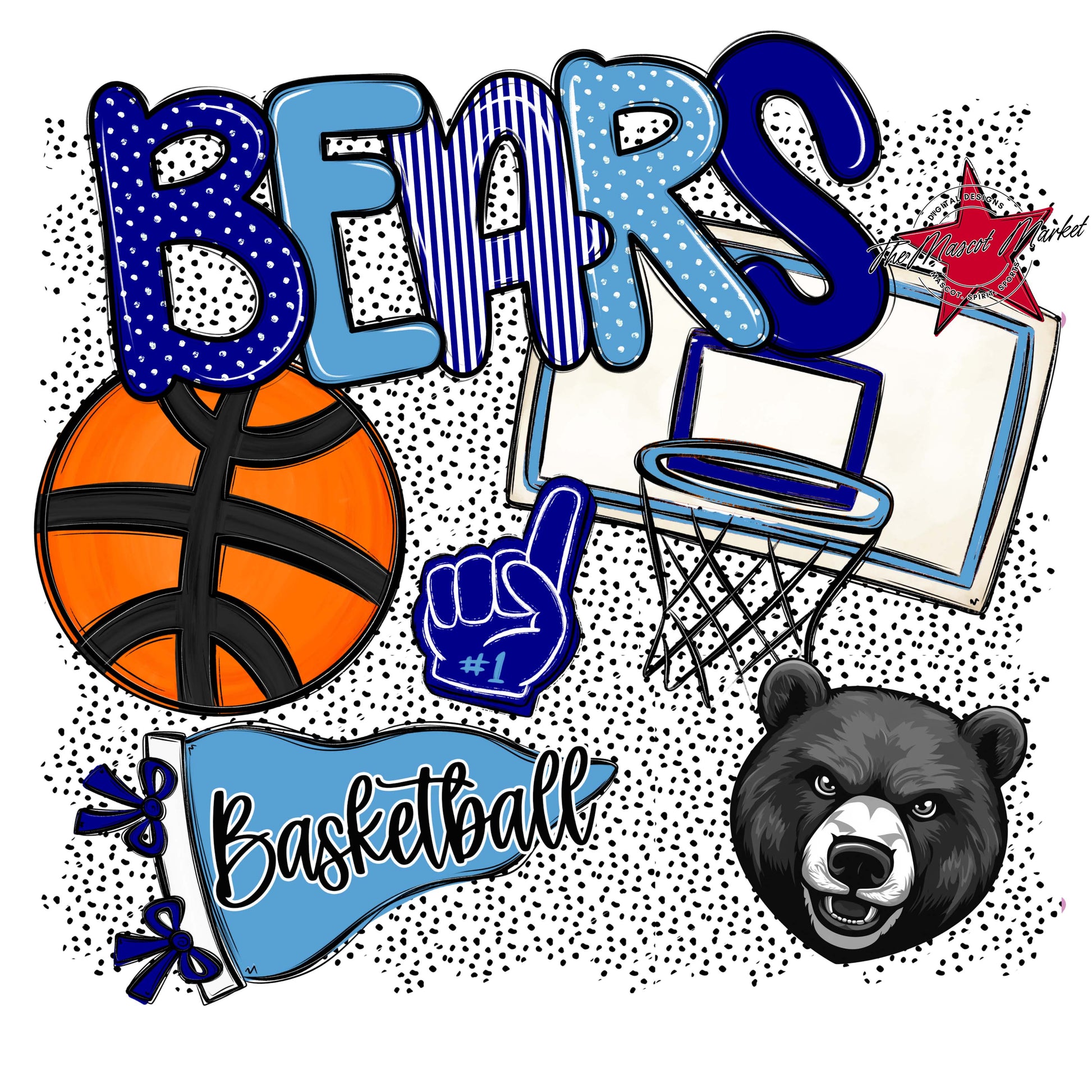 Bears Basketball Spirit-Blue & Carolina Blue