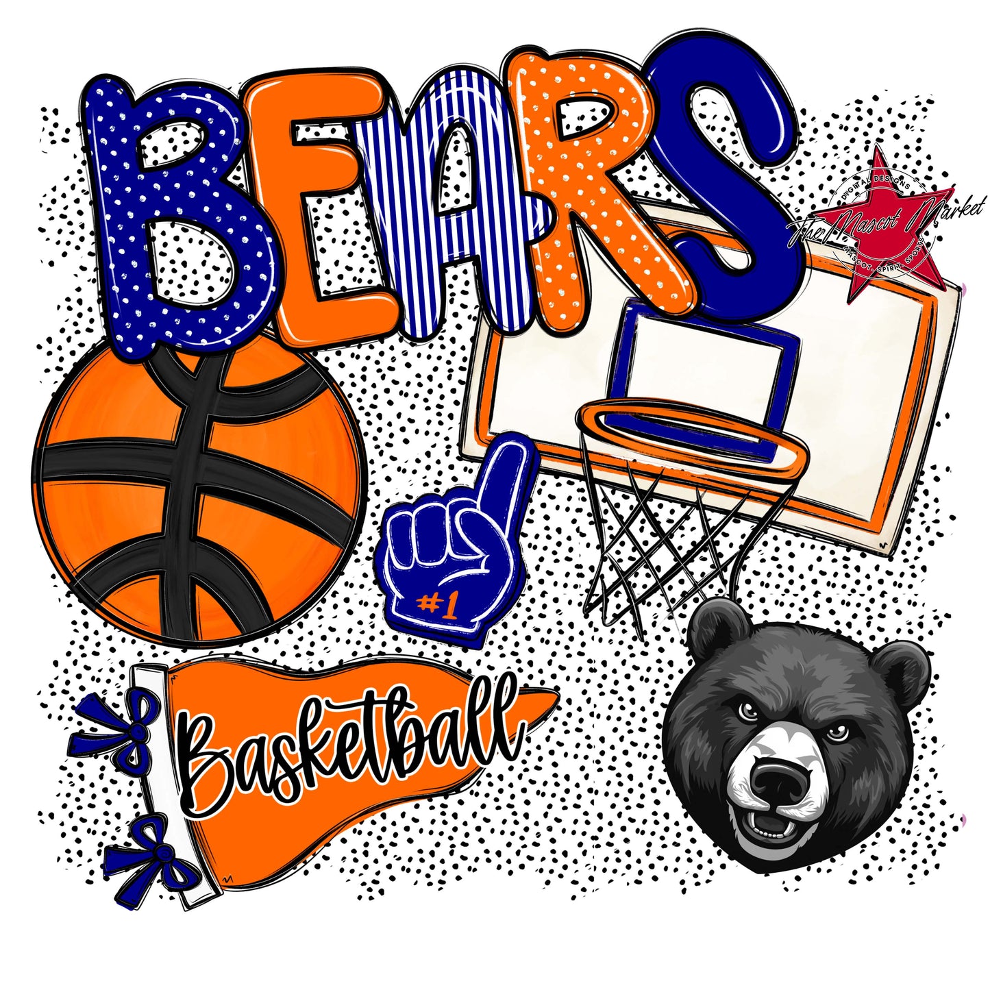 Bears Basketball Spirit-Blue & Orange