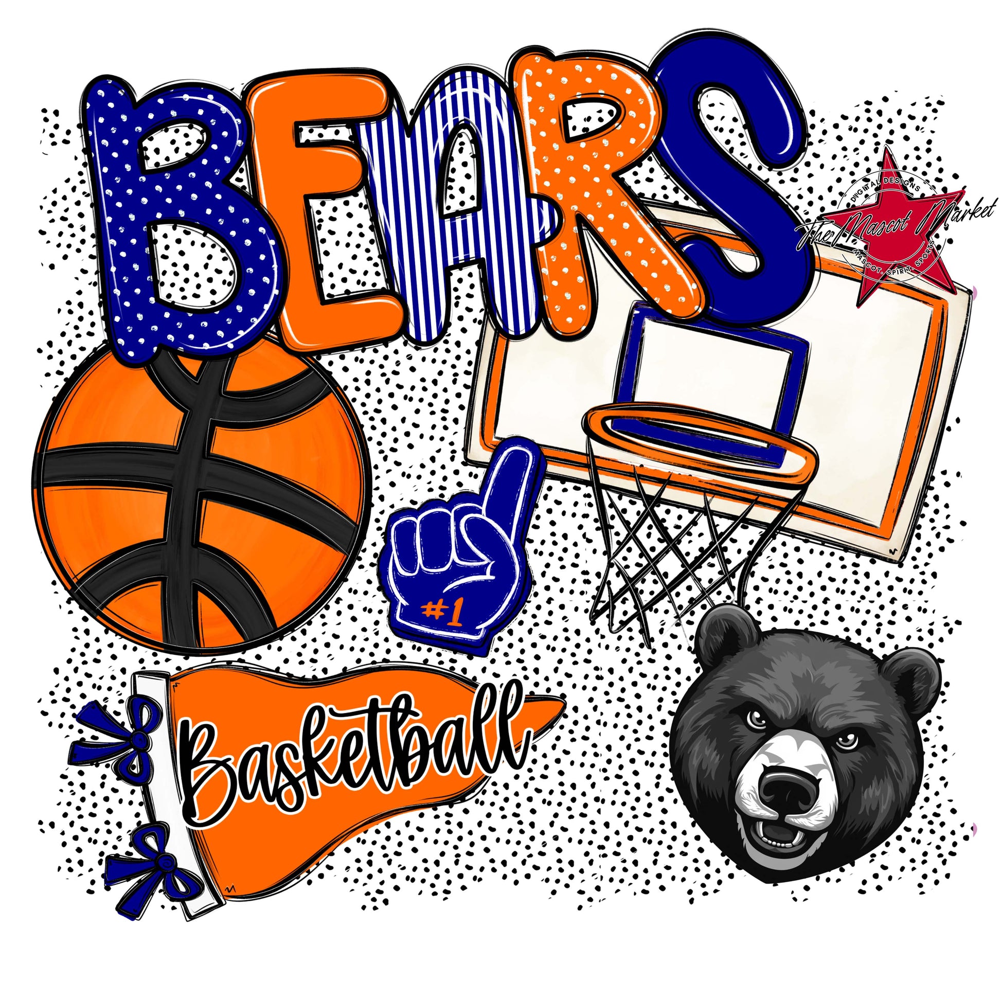 Bears Basketball Spirit-Blue & Orange