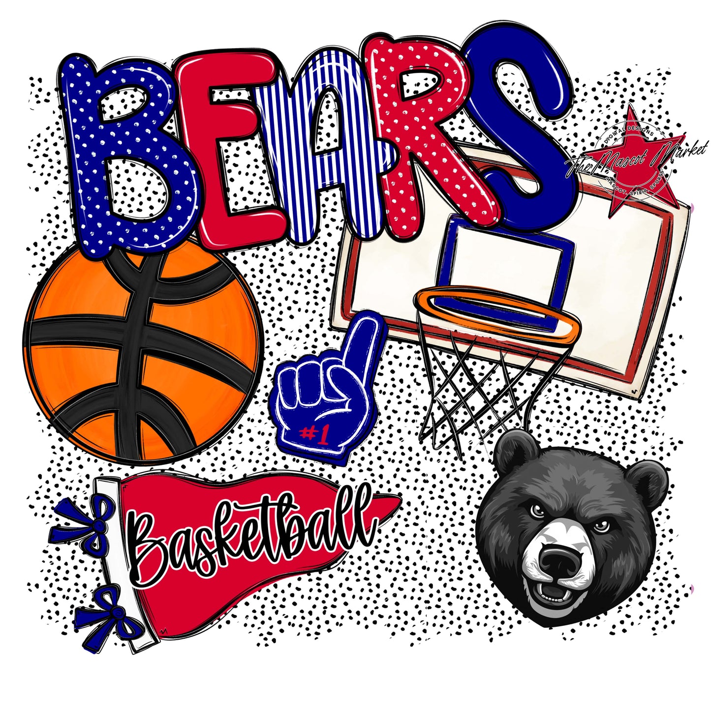 Bears Basketball Spirit-Blue & Red