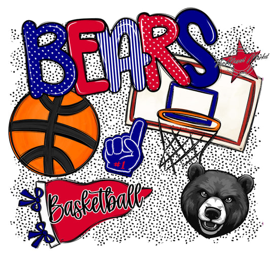 Bears Basketball Spirit-Blue & Red