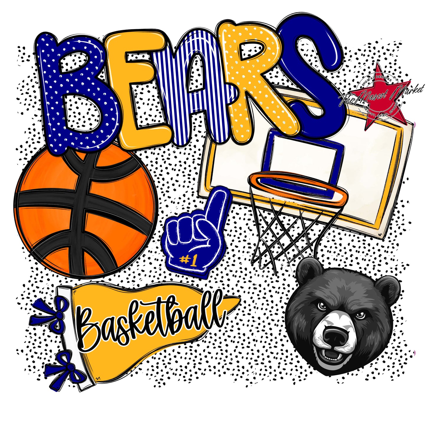 Bears Basketball Spirit-Blue & Yellow
