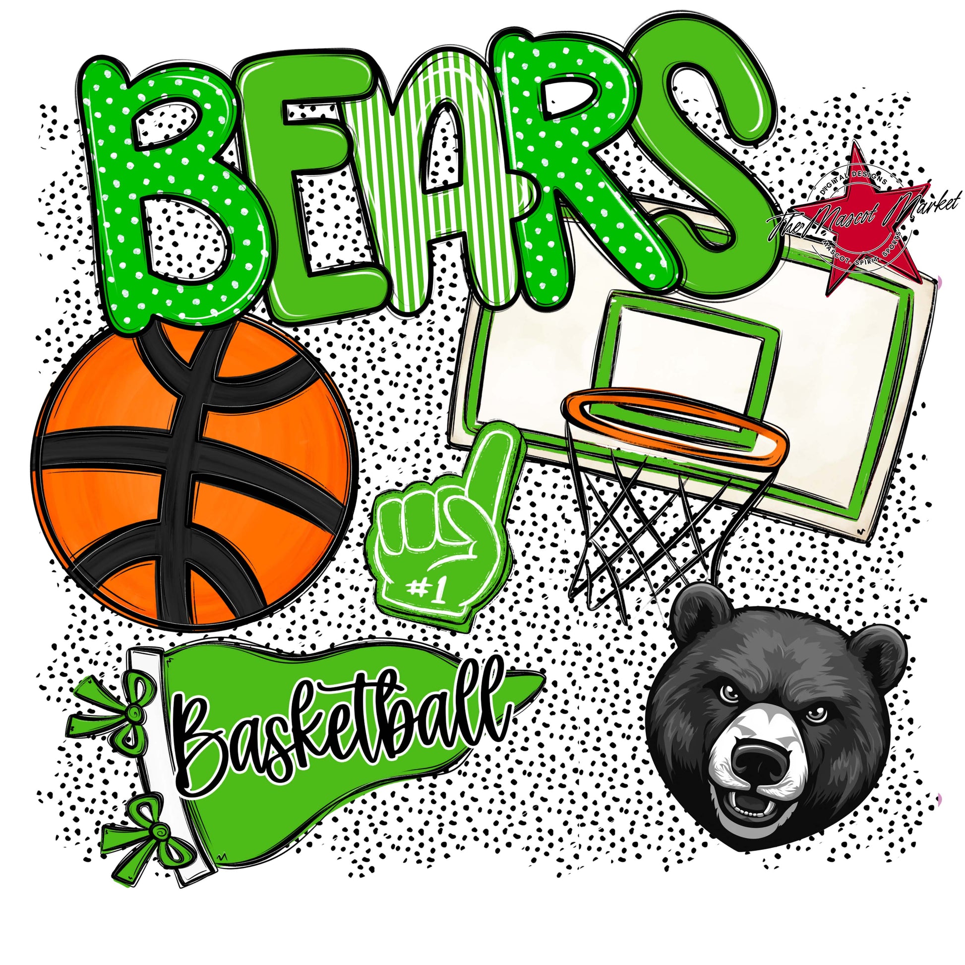 Bears Basketball Spirit-Bright Green