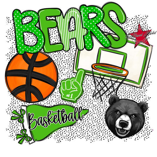 Bears Basketball Spirit-Bright Green