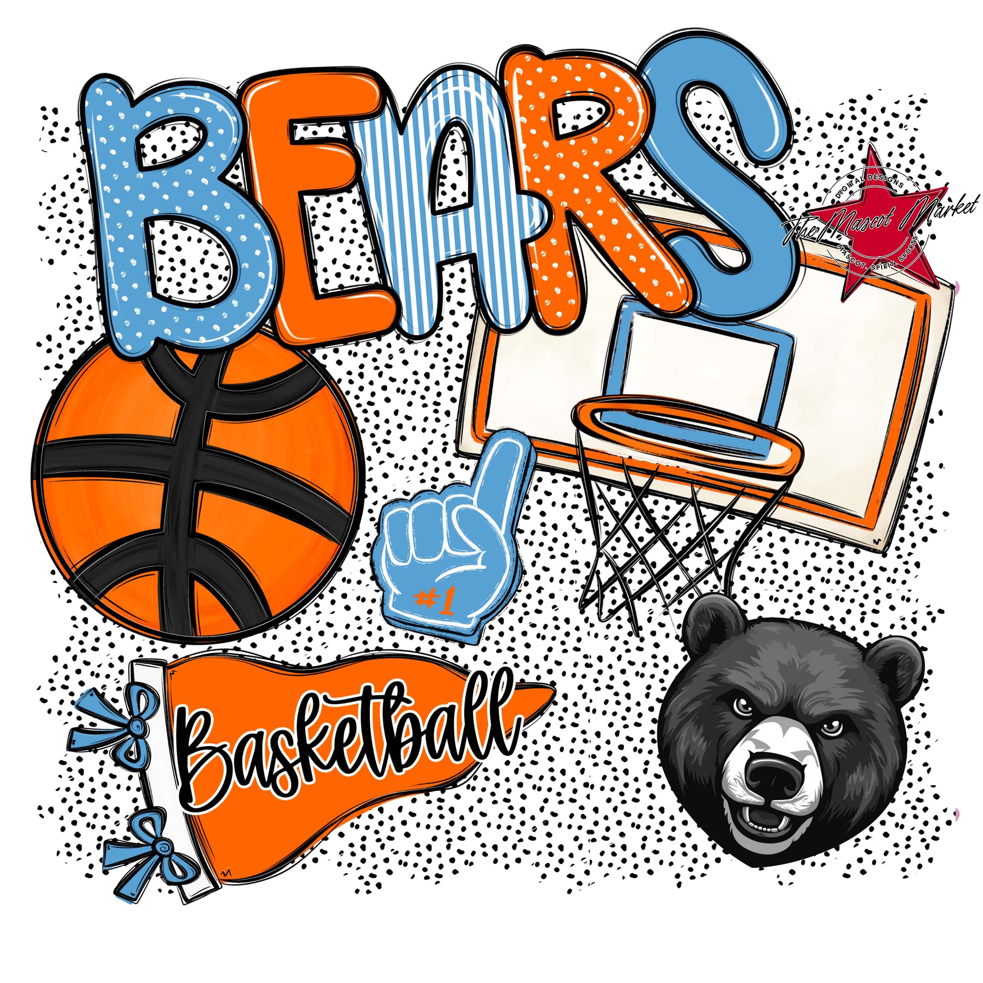 Bears Basketball Spirit-Carolina Blue & Orange