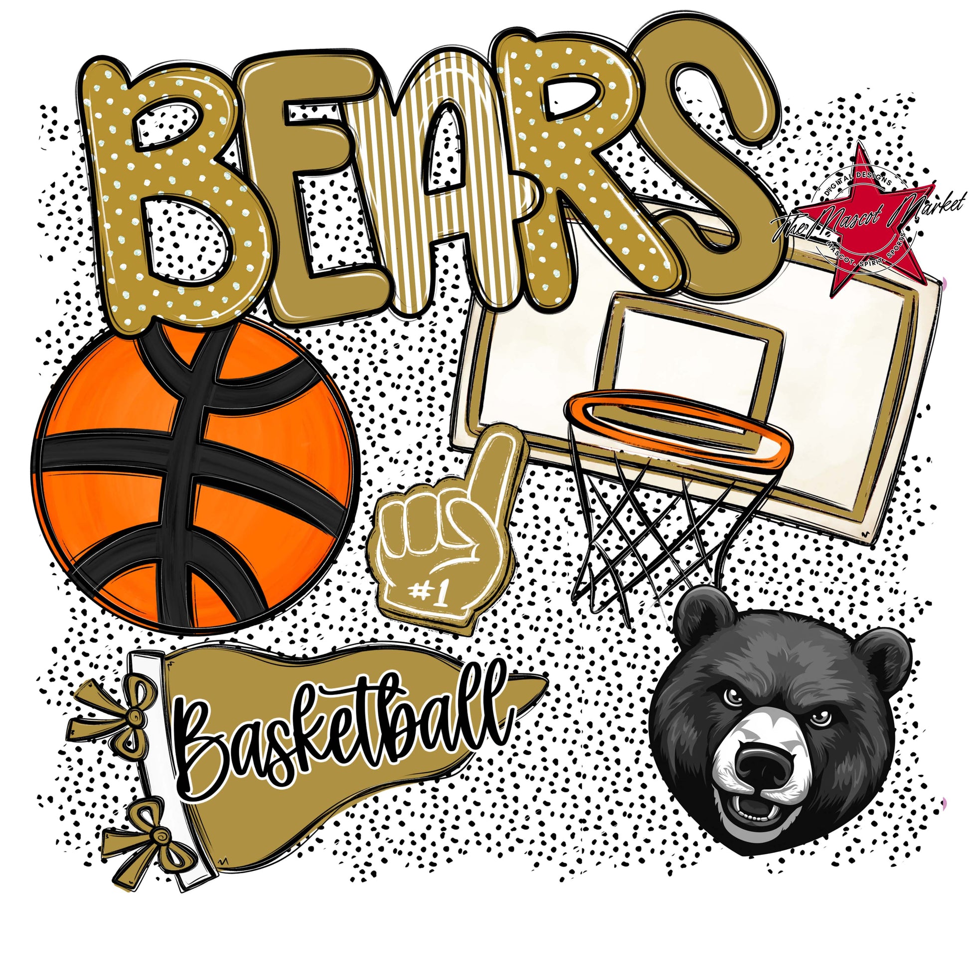 Bears Basketball Spirit-Gold