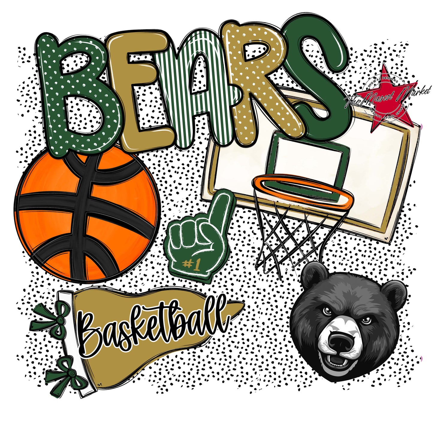 Bears Basketball Spirit-Green & Gold