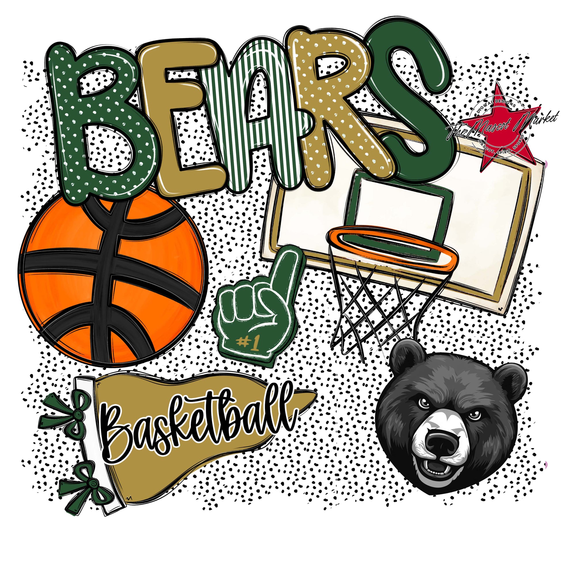Bears Basketball Spirit-Green & Gold