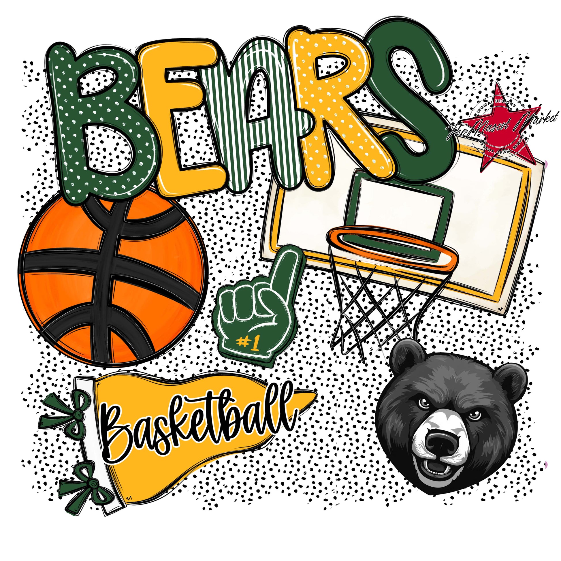 Bears Basketball Spirit-Green & Yellow
