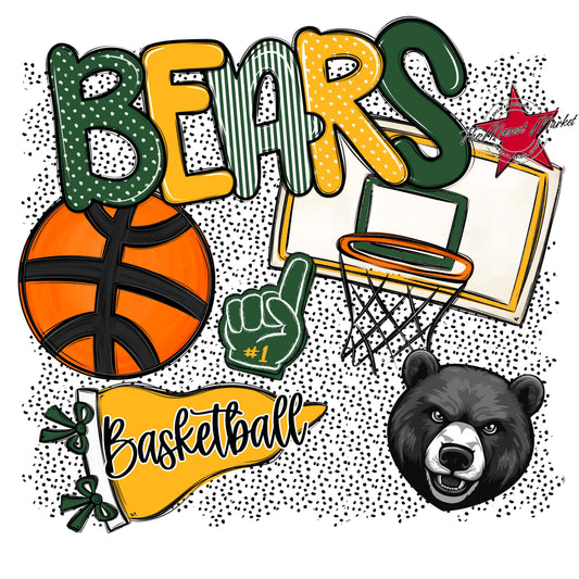 Bears Basketball Spirit-Green & Yellow