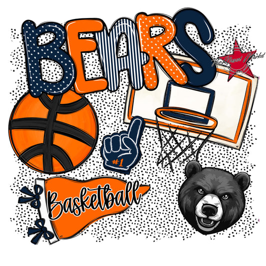 Bears Basketball Spirit-Navy & Orange