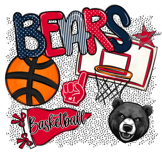 Bears Basketball Spirit-Navy & Red