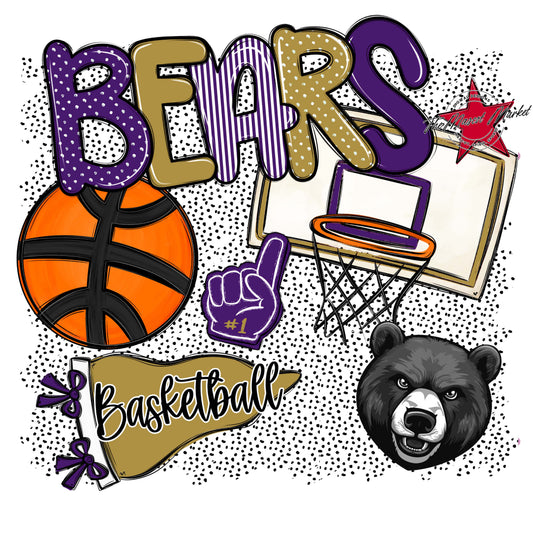 Bears Basketball Spirit-Purple & Gold