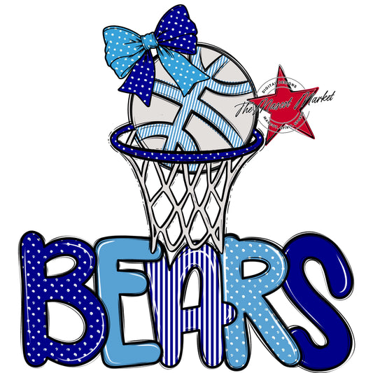 Bears Basketball Spirit Design-Blue & Carolina Blue