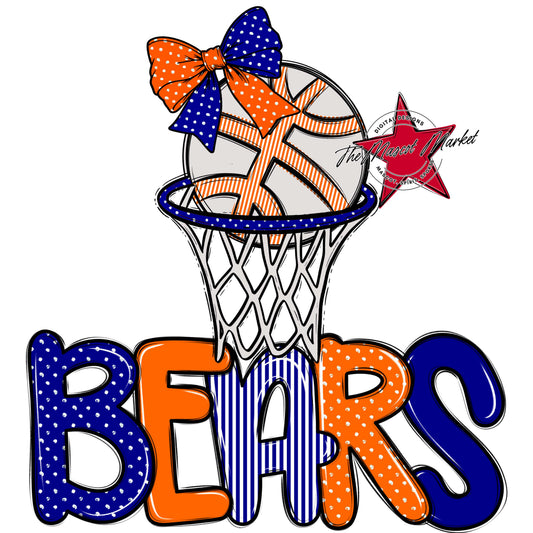 Bears Basketball Spirit Design-Blue & Orange