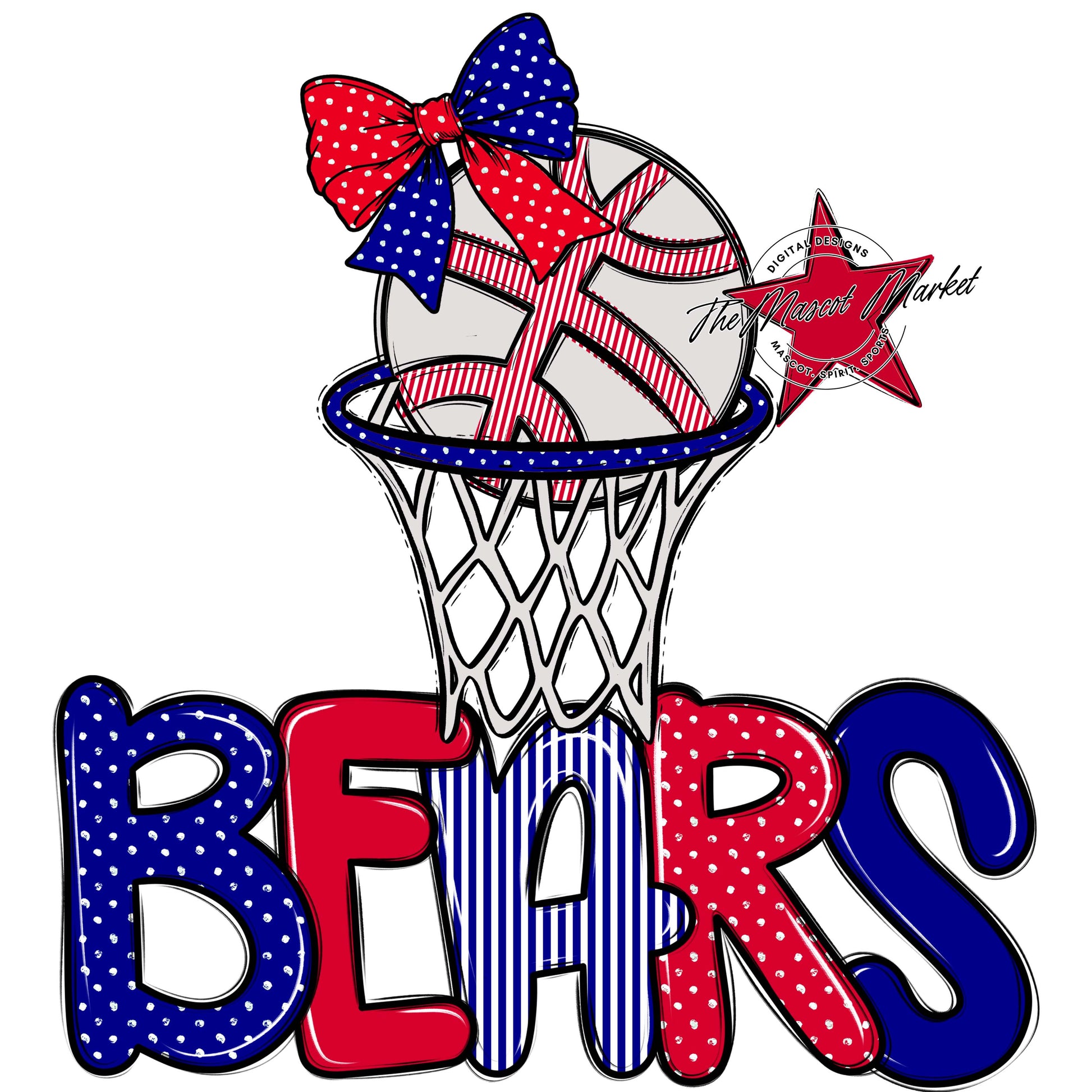 Bears Basketball Spirit Design-Blue & Red