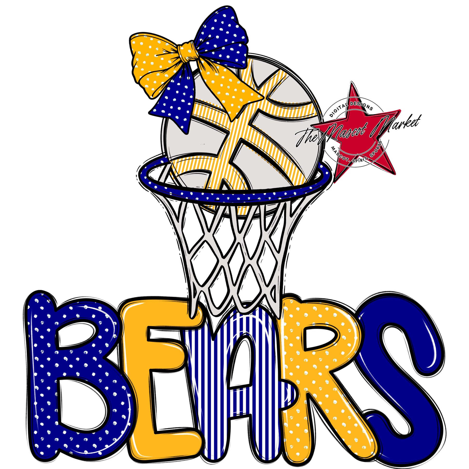 Bears Basketball Spirit Design-Blue & Yellow