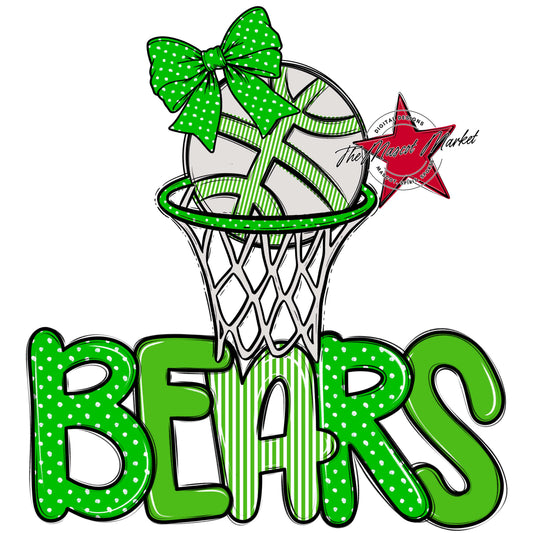 Bears Basketball Spirit Design-Bright Green