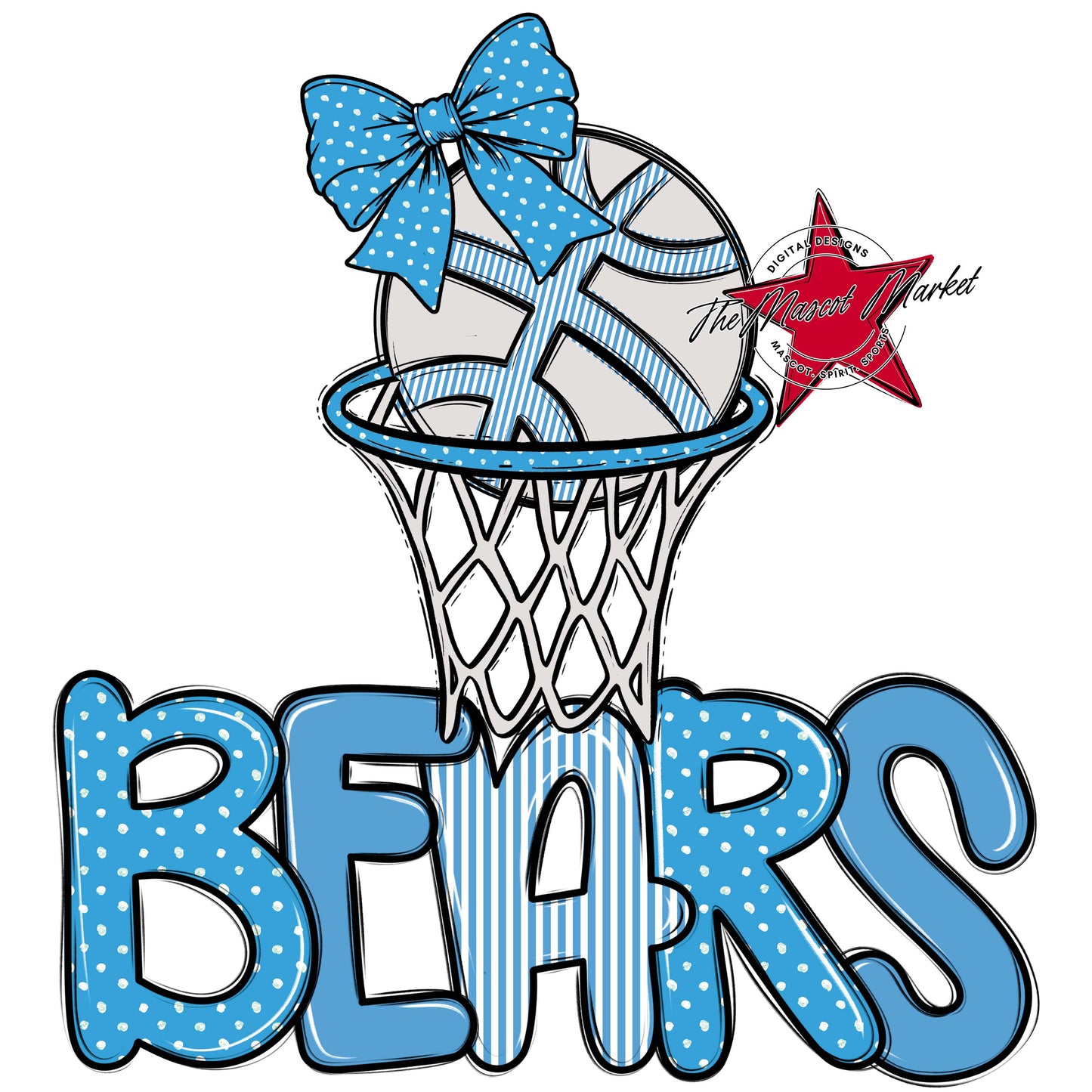 Bears Basketball Spirit Design-Carolina Blue
