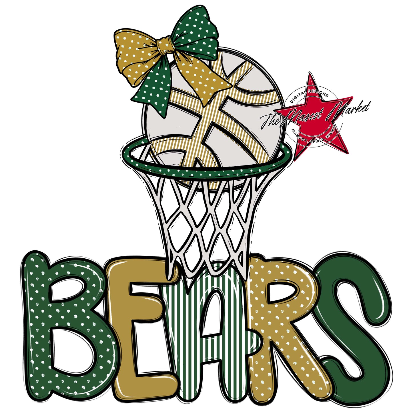 Bears Basketball Spirit Design-Green & Gold