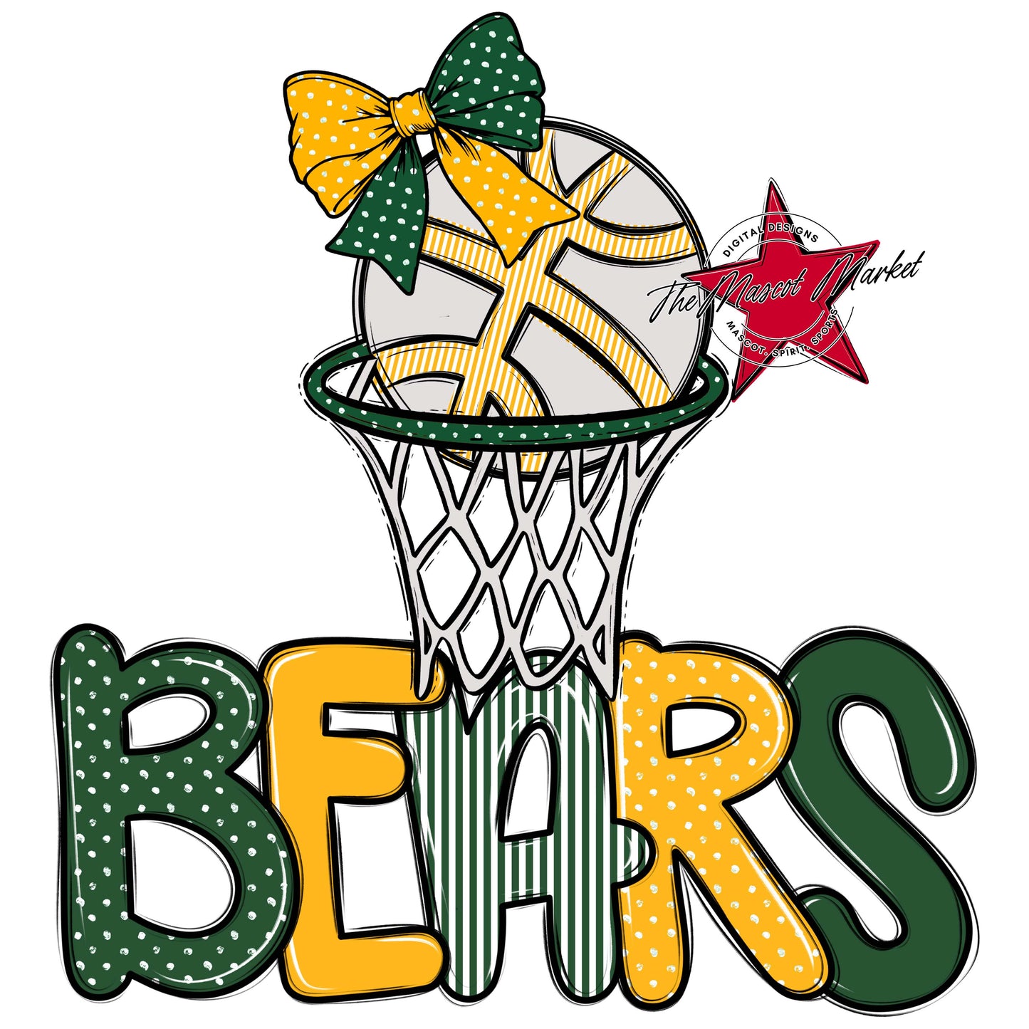 Bears Basketball Spirit Design-Green & Yellow