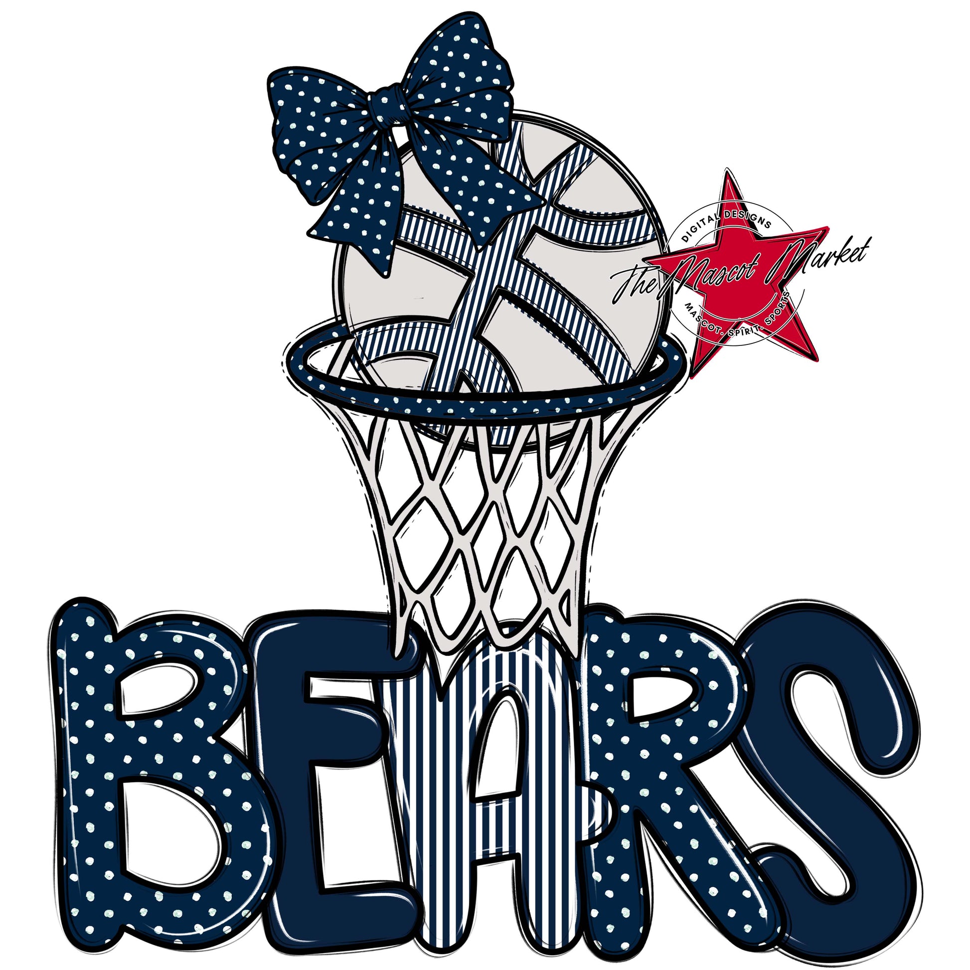 Bears Basketball Spirit Design-Navy