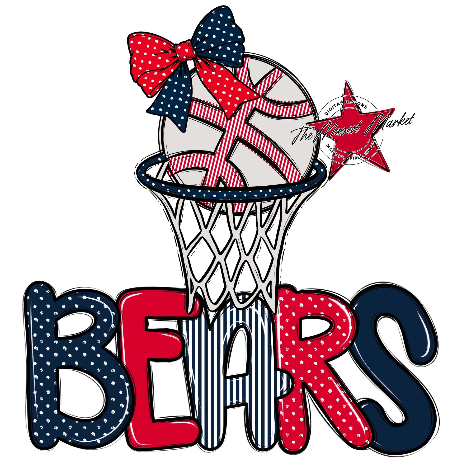 Bears Basketball Spirit Design-Navy & Red
