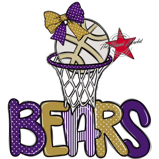 Bears Basketball Spirit Design-Purple & Gold